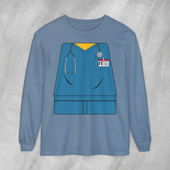 Mini-Bodz Scrubs (Blue) - Long Sleeve Crewneck T-Shirt
