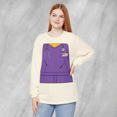 Mini-Bodz Scrubs (Purple) - Long Sleeve Crewneck T-Shirt
