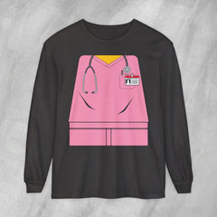 Mini-Bodz Scrubs (Pink) - Long Sleeve Crewneck T-Shirt