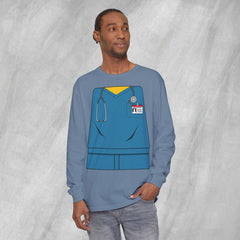 Mini-Bodz Scrubs (Blue) - Long Sleeve Crewneck T-Shirt
