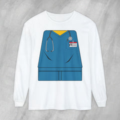 Mini-Bodz Scrubs (Blue) - Long Sleeve Crewneck T-Shirt
