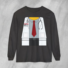 Mini-Bodz Doctor (Shirt & Tie) - Long Sleeve Crewneck T-Shirt