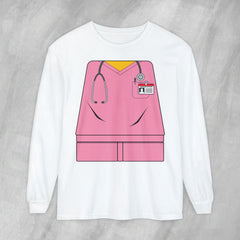 Mini-Bodz Scrubs (Pink) - Long Sleeve Crewneck T-Shirt