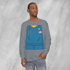 Mini-Bodz Scrubs (Blue) - Long Sleeve Crewneck T-Shirt