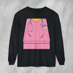 Mini-Bodz Scrubs (Pink) - Long Sleeve Crewneck T-Shirt