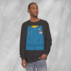 Mini-Bodz Scrubs (Blue) - Long Sleeve Crewneck T-Shirt