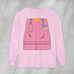 Mini-Bodz Scrubs (Pink) - Long Sleeve Crewneck T-Shirt
