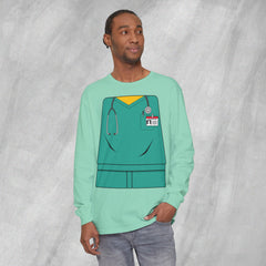 Mini-Bodz Scrubs (Green) - Long Sleeve Crewneck T-Shirt