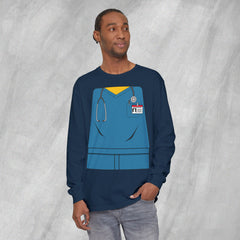 Mini-Bodz Scrubs (Blue) - Long Sleeve Crewneck T-Shirt