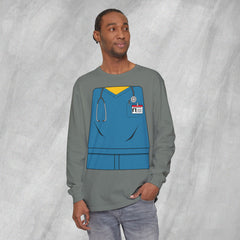 Mini-Bodz Scrubs (Blue) - Long Sleeve Crewneck T-Shirt