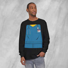 Mini-Bodz Scrubs (Blue) - Long Sleeve Crewneck T-Shirt