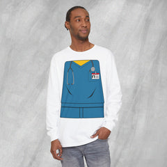 Mini-Bodz Scrubs (Blue) - Long Sleeve Crewneck T-Shirt