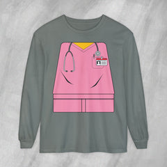 Mini-Bodz Scrubs (Pink) - Long Sleeve Crewneck T-Shirt