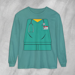 Mini-Bodz Scrubs (Green) - Long Sleeve Crewneck T-Shirt