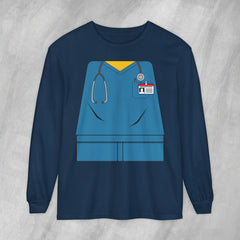 Mini-Bodz Scrubs (Blue) - Long Sleeve Crewneck T-Shirt