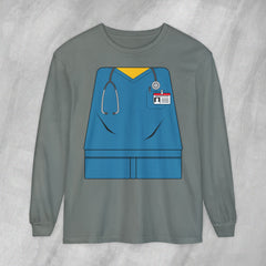 Mini-Bodz Scrubs (Blue) - Long Sleeve Crewneck T-Shirt