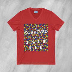 I Survived the Ball Pit - Short Sleeve V-Neck T-Shirt