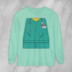 Mini-Bodz Scrubs (Green) - Long Sleeve Crewneck T-Shirt