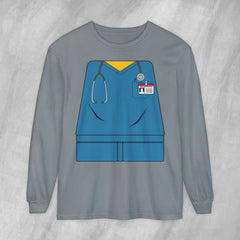 Mini-Bodz Scrubs (Blue) - Long Sleeve Crewneck T-Shirt