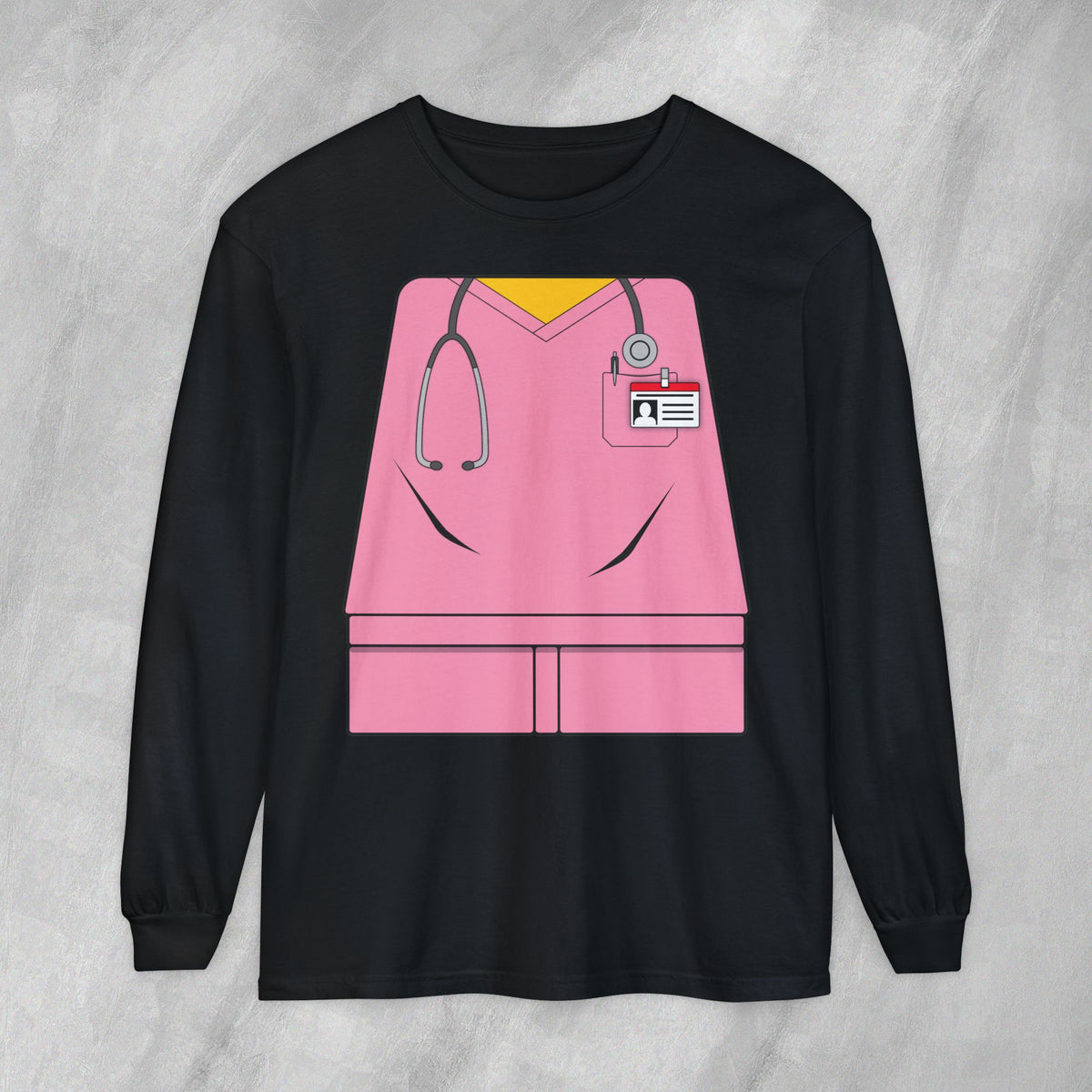 Mini-Bodz Scrubs (Pink) - Long Sleeve Crewneck T-Shirt